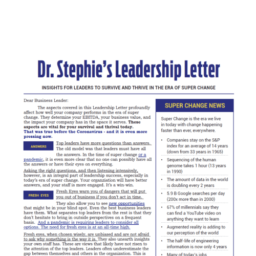 Dr. Stephie's Leadership Letter